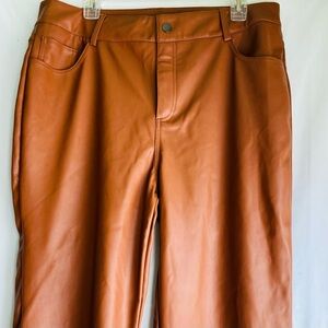 NWT. VILIGO cognac straight leg faux leather trousers  SZ  2XL